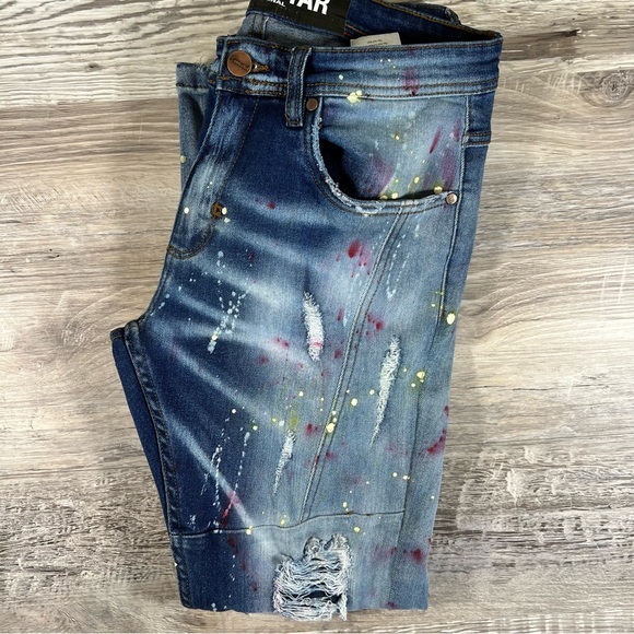 Rockstar Original Graffiti Distressed Stretch Skinny Jean Denim - Size 32 - Picture 5 of 8